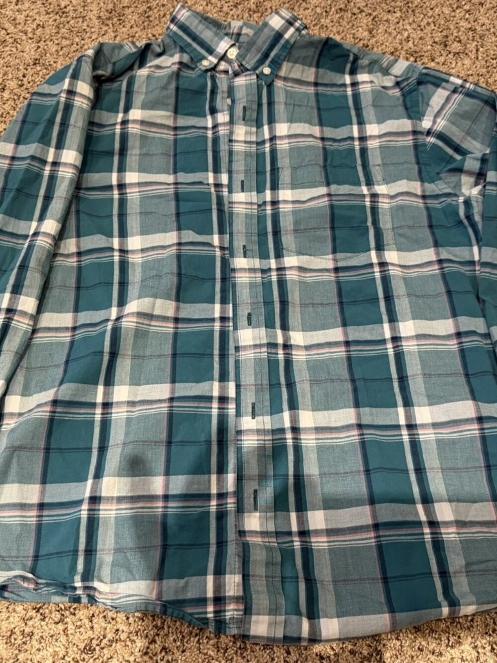 Old Navy Slim Fit Built-In Flex Plaid Button Down Shirt Men’s Large